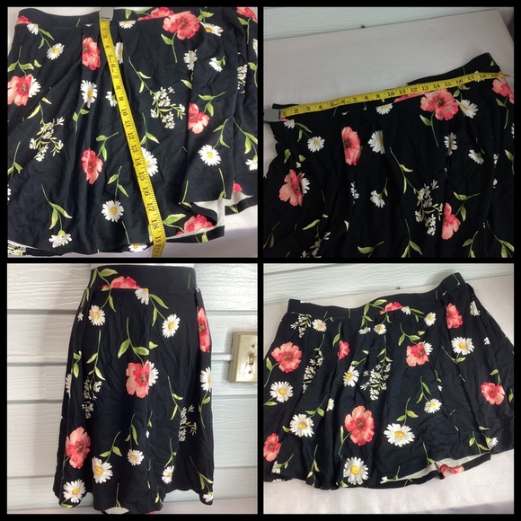 Forever 21 Black Floral Skater Skirt - Picture 2 of 4